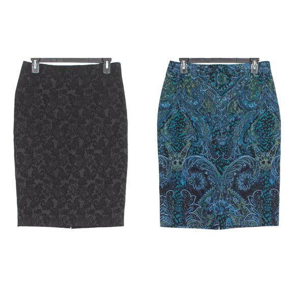 Chicos Skirts Pencil Dark Academia Business Casual Lot Of 2 Blue Black 0 Small 4 - Picture 1 of 7